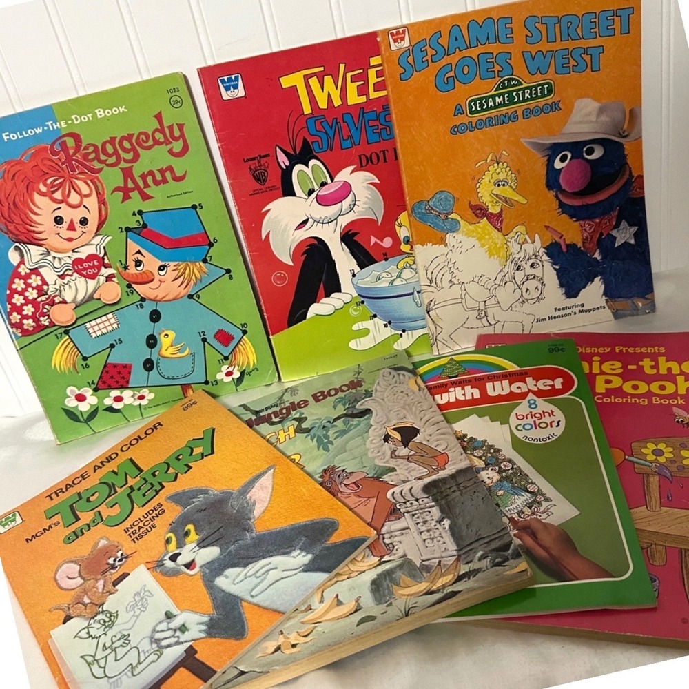 Vintage Whitman Coloring Activity Books Kids Disney Looney toon‎ Some Pages Used